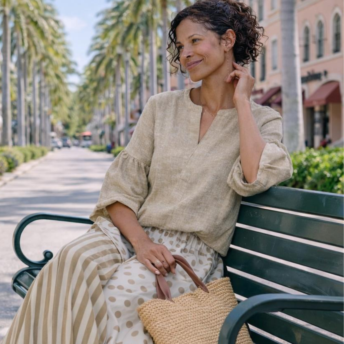 Nerina 100% Linen Balloon Sleeve Tunic Top