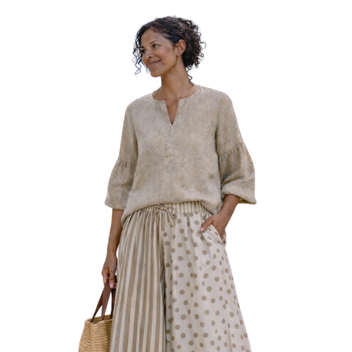 Nerina 100% Linen Balloon Sleeve Tunic Top