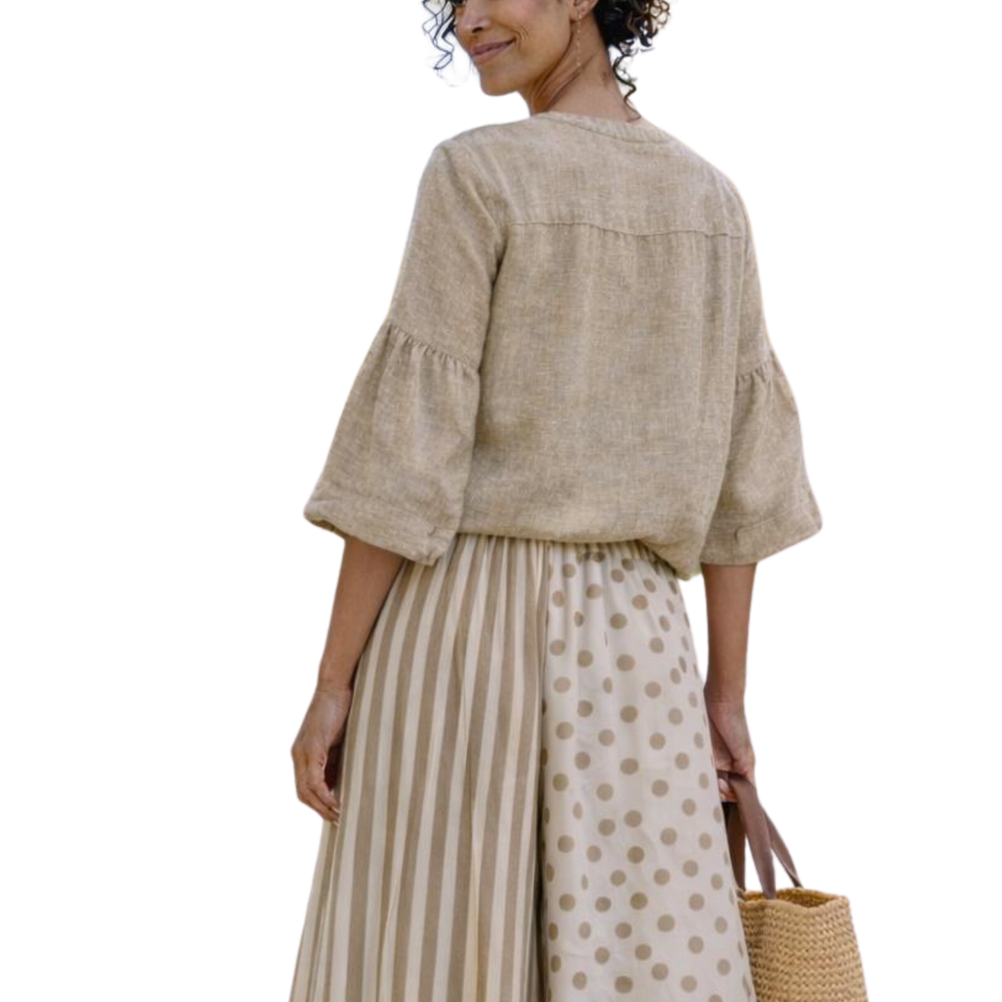 Nerina 100% Linen Balloon Sleeve Tunic Top