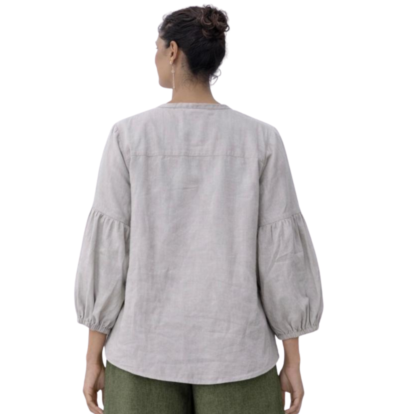Nerina 100% Linen Balloon Sleeve Tunic Top