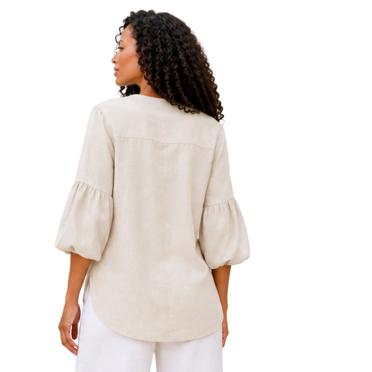 Nerina 100% Linen Balloon Sleeve Tunic Top