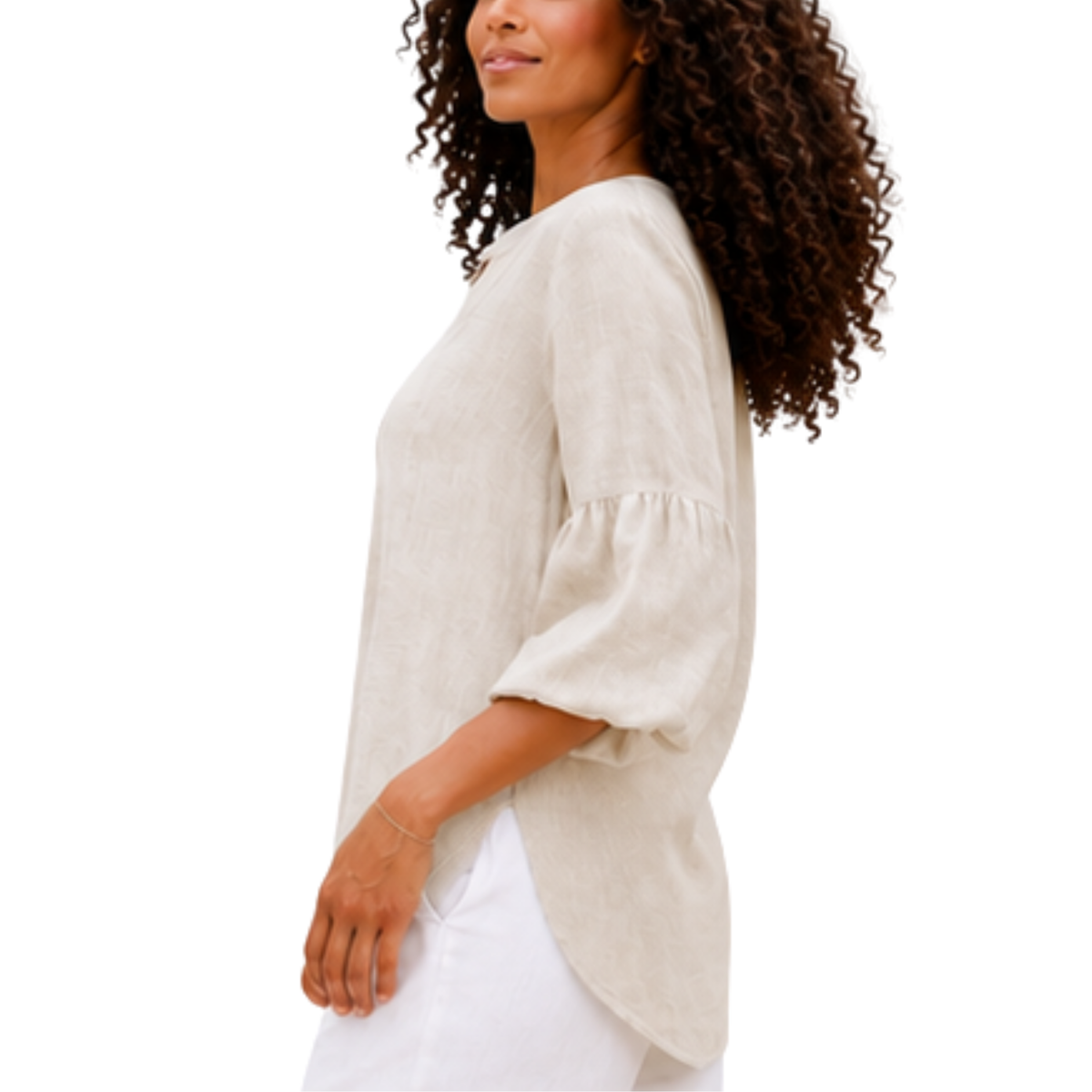 Nerina 100% Linen Balloon Sleeve Tunic Top