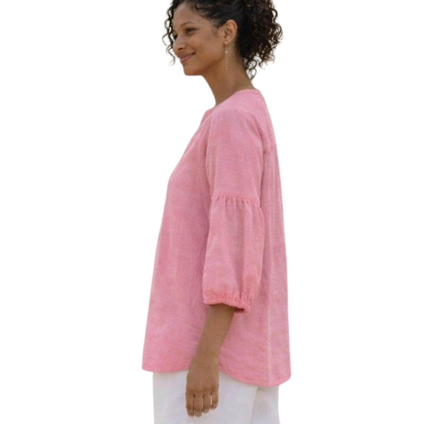 Nerina 100% Linen Balloon Sleeve Tunic Top