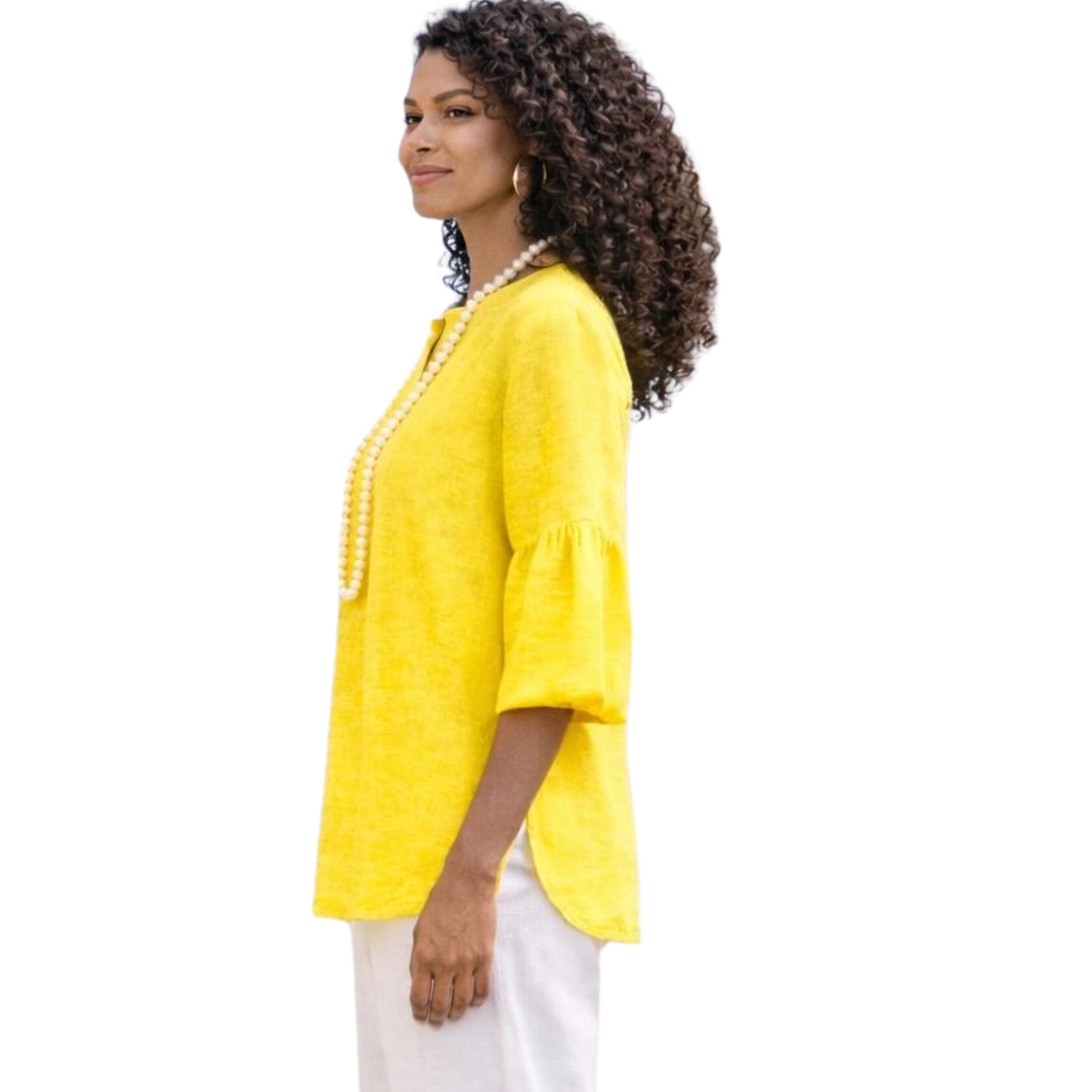 Nerina 100% Linen Balloon Sleeve Tunic Top