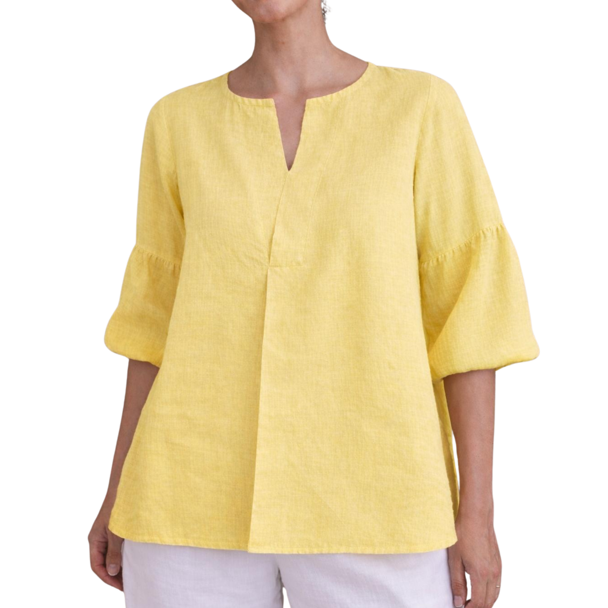 Nerina 100% Linen Balloon Sleeve Tunic Top